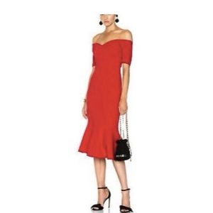Cinq a Sept Marta Midi Sheath Dress in Red Size 0